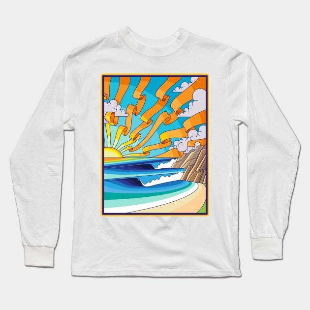 Beach Scene Long Sleeve T-Shirt by FunkeeMunkee